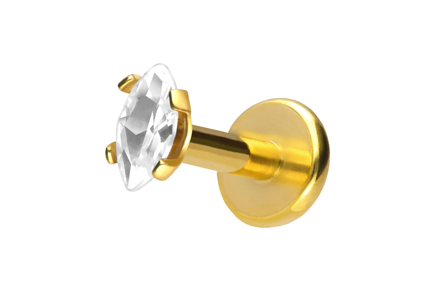 Titan Labret Piercing mit Push Fit EINGEFASSTER KRISTALLTROPFEN